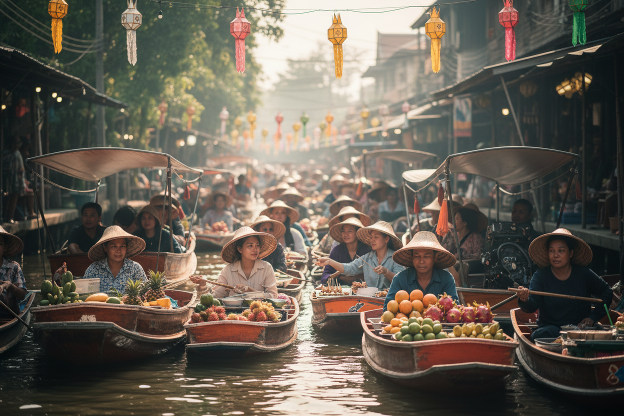 Floating market Bangkok Thailand